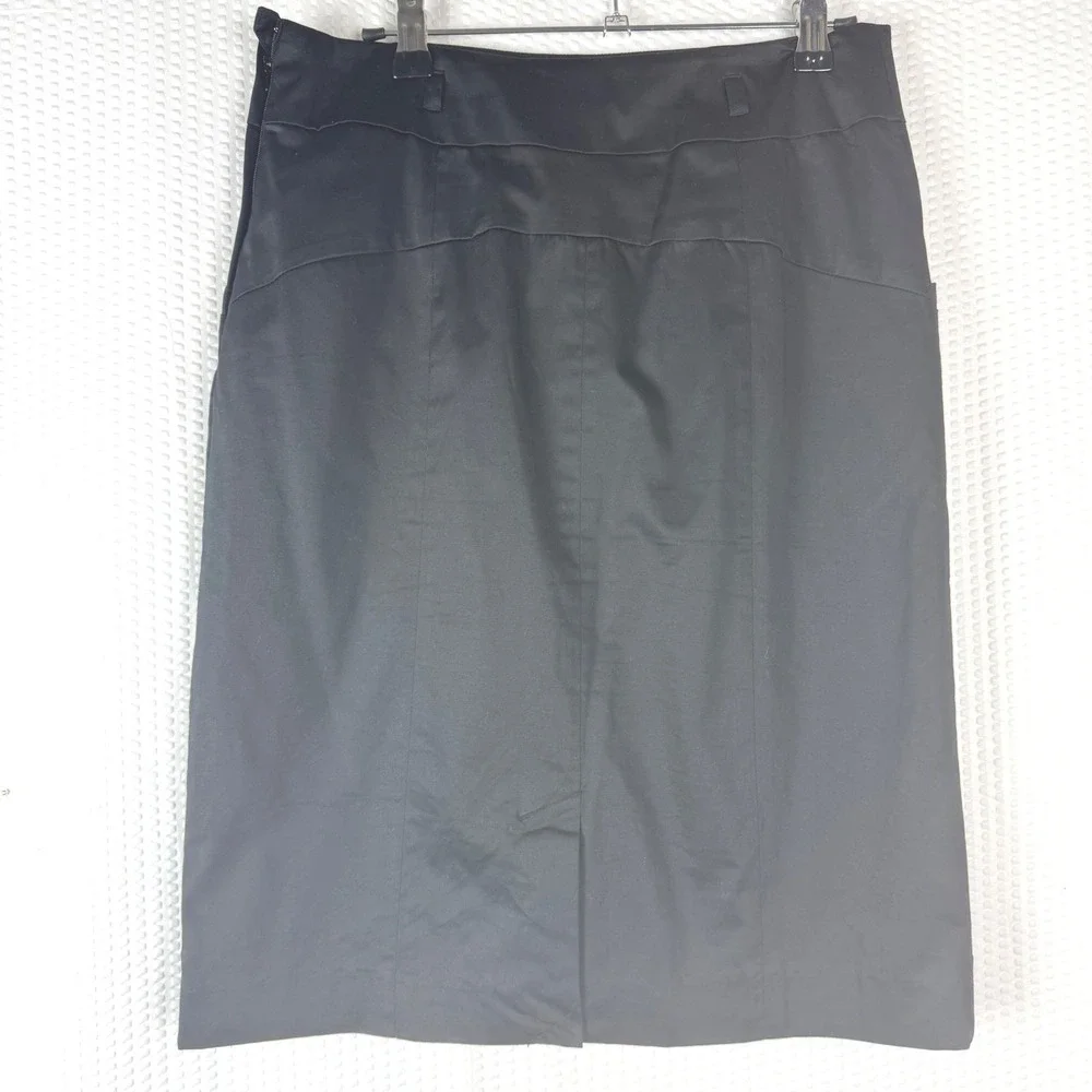 H&M Women Pencil Skirt Black 8/Medium Knee Length Office Workwear Pockets Zip‎